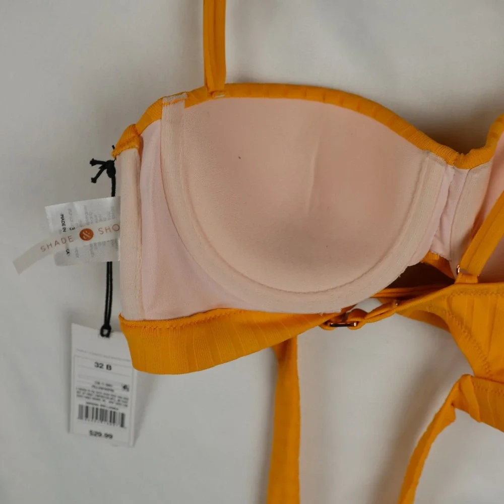 Shade & Shore Bikini Top Womens 32B Light Lift‎ Padded Swimwear Tie Back NWT